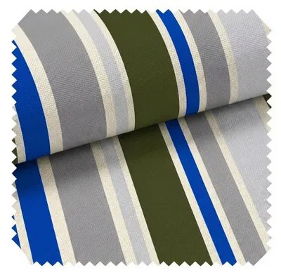 Produktbild von novely® OXFORD 210D - D118 Streifen Blau/Khaki/Grau - Bedruckter Polsterstoff - Outdoor Dekostoff - Wasserabweisende Reißfeste Meterware 1lfm