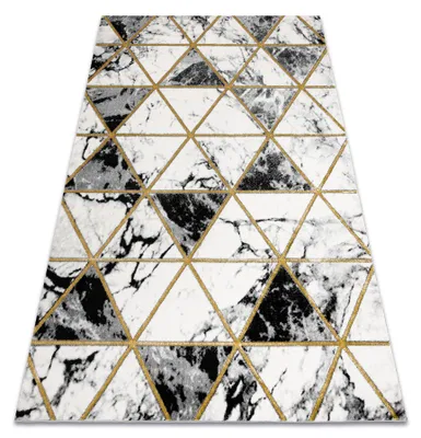 Produktbild von Exklusiv EMERALD Teppich 1020 glamour, stilvoll Marmor, Dreiecke schwarz / gold beige 160x220 cm
