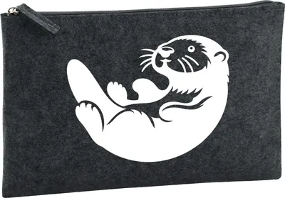 Produktbild von Huuraa Kulturbeutel Otter Silhouette 1 Liter Charcoal Filz Kosmetiktasche Geschenkidee