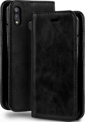 Produktbild von moex® Klapphülle kompatibel mit Huawei P20 Lite - Hülle mit Kartenfach, Onyx Schwarz