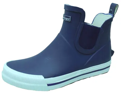 Produktbild von Bockstiegel Damen Gummistiefel Momo kurz mit seitlichem Elastikeinzug - Wasserdichte Stiefelette mit Ausziehhilfe in Blau-Weiß Größe 38