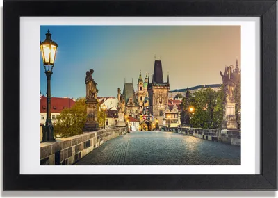 Produktbild von Bild 30x20 MDF-Rahmen, Wandkunst Brücke Prag Tschechische Republik
