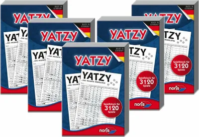 Immagine prodotto di Noris Yatzy Spielblock 5er Set, Notizblock, Würfel Block, Yatzee, für 5 x 3120 Spiele