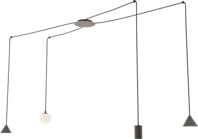 Obrázok produktu pre Dizajnová závesná lampa pavúk čierna nastaviteľná FUJI 2xGX53 / 1xGU10 / 1xE14 10W Emibig