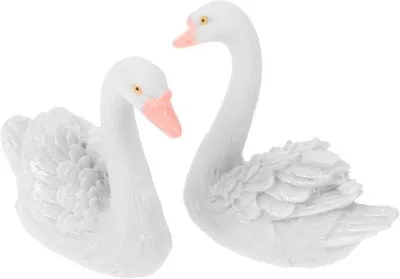 Productafbeelding van Zwaan Ornament - Beeldje Decoratie - Feest Decoratie - Vriendelijk Hars Materiaal - 2 Stuks - Wit