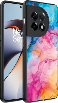 Productafbeelding van Smartphonica TelefoonhoesjeGeschikt voor OnePlus 11R met regenboogacrylmarmermotief - TPU achterkantHoesje met regenboogacrylmarmermotief