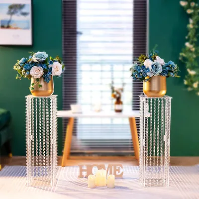 Productafbeelding van Famanu Set van 2 bruiloftdecoraties voor tafelvaasjes - Bloemenvaasjes van 60 cm hoog
