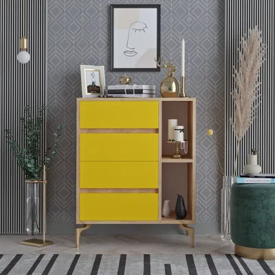 Produktbild von Skye Decor, YUMİ, Kommode, Eiche, 100 % MELAMINBESCHICHTETE SPANPLATTEN, 70 x 40 x 86 cm
