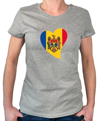 Produktbild von Huuraa Damen T-Shirt Moldau Flagge Herz S Sport Grey Bio Baumwolle Fairtrade Damenshirt Geschenkidee