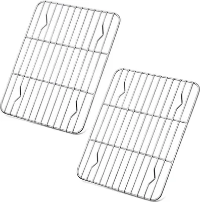 Obrázek produktu pro Sada 2 chladicích roštů z nerezové oceli 24,5 x 19 cm na pečení, zapékání a grilování