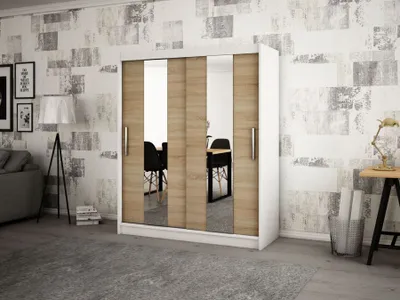Zdjęcie produktu dla MINIO szafa 150 cm POLE biały mat / dąb sonoma