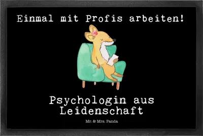 Produktbild von Mr. & Mrs. Panda fußmatte Psychologin Leidenschaft 50 x 75 cm - Schwarz - Geschenk, Schmutzfangmatte, Schmutzmatte, Bodenvorleger, Gummimatte, Fußabtreter