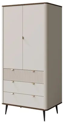 Produktbild von Kleiderschrank Marly Stauraumschrank 90x60x191cm Farbe wählbar 2-türigKaschmir / Walnuss