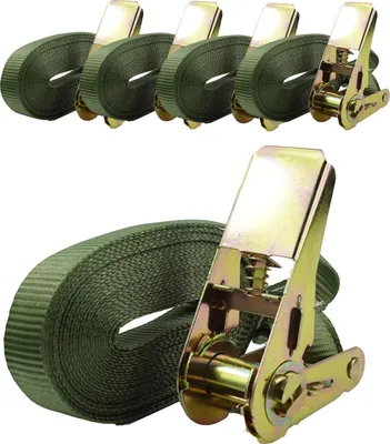 Produktbild von 5x Profi Ratschen Spanngurt Spanngurte Zurrgurt 1-tlg 6m 0,8t 0,8to 800 kg OLIV