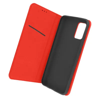 Obrázek produktu pro Pouzdro Avizar z pravé kůže s magnetickou klopkou a přihrádkou na karty pro Samsung Galaxy A52 / A52s, červené barvy