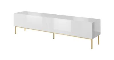 Produktbild von Fernsehschrank SLIDE ST 200x50x40 cm Tv-Schrank Lowboard 2 Klappen Metallgestelle Weiß Hochglanz