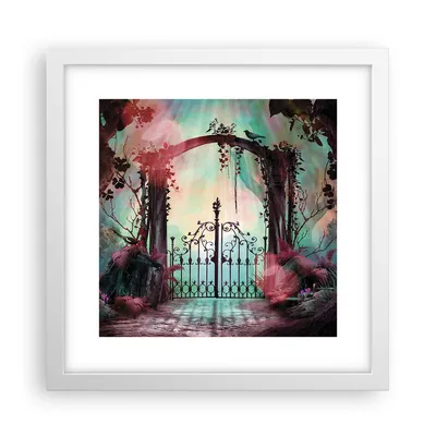 Produktbild von Gerahmtes Poster - Weißer Rahmen - Fantasie Tor Garten - 30x30 cm - Wand Bild - Wanddeko - Wandbilder - Kunstposter - Wandposter - Bilderrahmen - Bilder - Kunstdruck - Wanddekoration - P2WAC30x30-4517