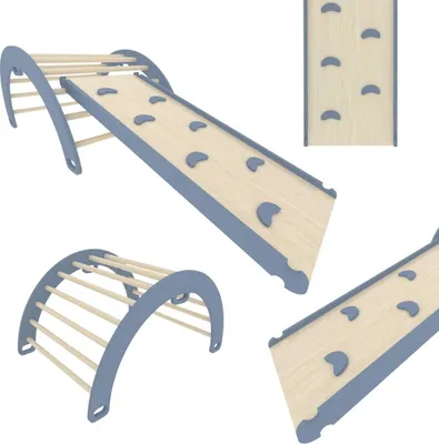 Image de Aire de jeux intérieure | arc d'escalade bois balançoire toboggan pour enfants | jouet Montessori toboggan pour enfants