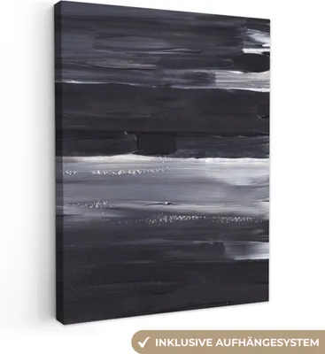 Produktbild von MuchoWow® - Leinwandbilder - Farbe - Abstrakt - Schwarz, Wandbild, Wanddeko Bilder Wohnzimmer, 60x80 cm