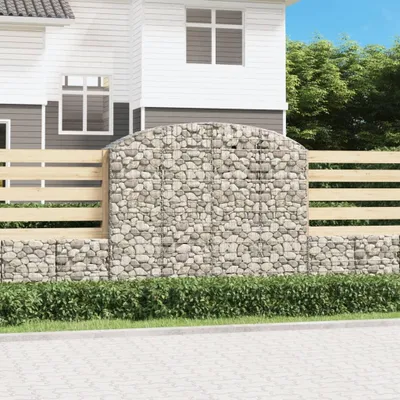 Image de VidaXL Panier de gabion incurvé 200x50x160/180 cm fer galvanisé