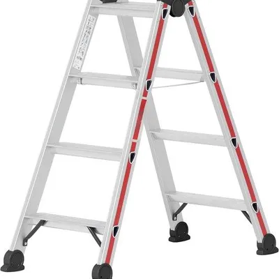 Produktbild von Famanu Aluminium-Leiter 2 x 4 Stufen - doppelseitig begehbar