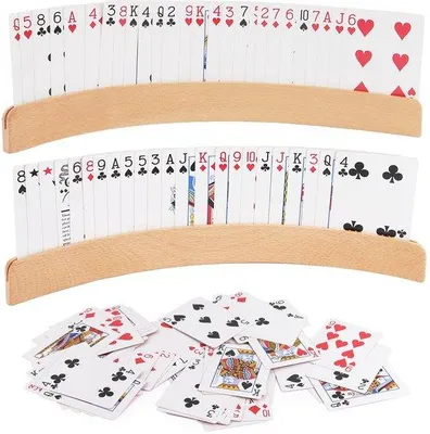 Produktbild von Houten Spielkartenhalter, Set aus 2 Spielkartenhaltern, 34 cm, Holz, Spielkartenhalter, Kinder- und Seniorenfreundlich