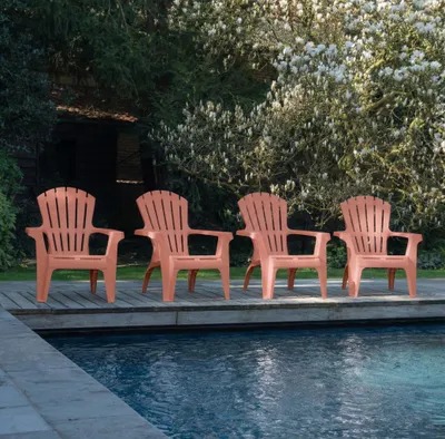 Image de Lot de 4 Fauteuils  Adirondack de jardin en résine empilables Terracota