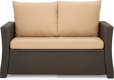 Produktbild von Gartenkissen Set beige – 110x60 + 2x50x56 cm – Für Gartensofa – Weiche Auflagen für Rattan/Polyrattan – Abnehmbare Bezüge