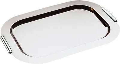 Produktbild von APS 1712 Tablett FINESSE, 44 x 31 cm, Höhe 1,5 cm, 18/0 Edelstahl, verchromte Messing-Griffe, spülmaschinengeeignet,  Germany