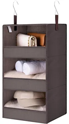 Produktbild von Hängeorganizer mit 3 Fächern, faltbar, dunkelbraun, Polyester, 30,5 x 30,5 x 75,5 cm