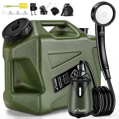 Produktbild von Tragbare Campingdusche mit 20-Liter-Wassertank und wiederaufladbarer Pumpe