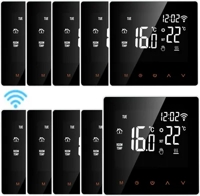 Zdjęcie produktu dla Termostat cyfrowy 10X WiFi z wyświetlaczem LCD do ogrzewania elektrycznego 16 A, ogrzewania podłogowego, z tygodniowym programowaniem, termometrem wewnętrznym i regulatorem temperatury – termostat ścienny do domu, szkoły, biura i hotelu