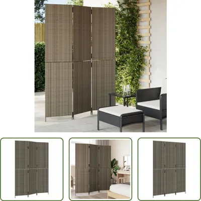 Obrázok produktu pre The Living Store Paravent 3-tlg. Grau Poly Rattan