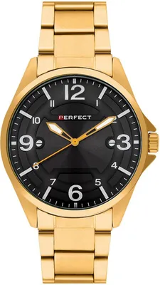 Produktbild von Klassische Herrenuhr Edelstahl Gold Schwarz Quarzwerk Mineralglas
