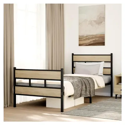 Produktbild von Metallbettgestell ohne Matratze Sonoma Eiche 75x190 cm Einzelbett