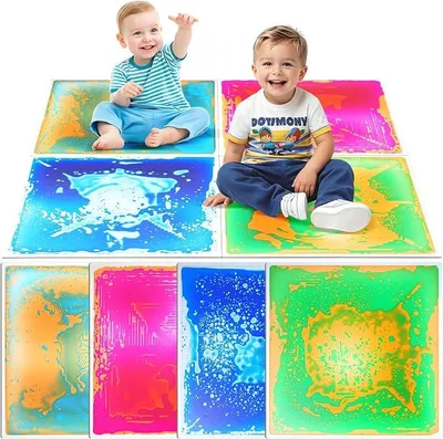 Imagen del producto de Juego de 4 alfombras sensoriales de 50x50 cm, tipo baldosas blandas, para niños
