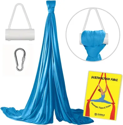 Produktbild von Aerial Silk 6m Professionelles türkisblau wit weib Aerial Yoga und Akrobatiktuch für Anfänger | Ideal für Heimtraining, Zirkustraining