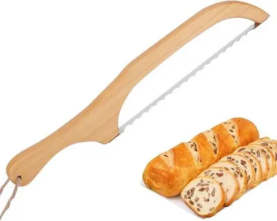 Produktbild von Holz-Brötchenmesser - 40 cm für präzise Schnitte von Brot, Kuchen und Obst