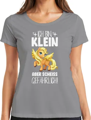 Produktbild von Ich bin klein aber gefährlich! Einhorn Fantasy Mädchen Humor Damen T-Shirt, Grau, XXL