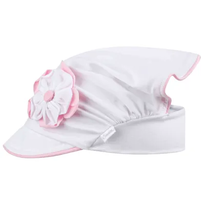 Produktbild von Mädchen Mütze Schirmmütze Kopftuch Sommer Baumwolle, Weiß-Rosa, Gr. 42/44