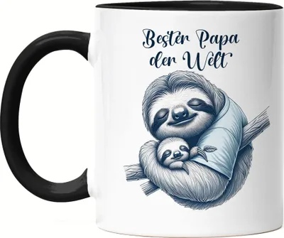 Produktbild von Bester Papa der Welt Faultier Tasse Schwarz Vaterliebe Geschenkidee Familie
