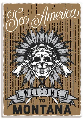 Produktbild von ARTland Leinwandbild Totenkopf Indianer Montana Größe: 70x100 cm
