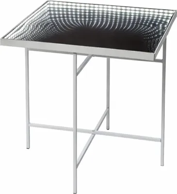 Produktbild von LED Tisch  - eckig - Endlos Optik - Infinity Spiegeltisch mit LED - L: 47,5cm - Batterie - Timer