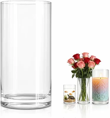 Immagine prodotto di Vaso in vetro trasparente, cilindrico, altezza 30 cm, ideale per fiori