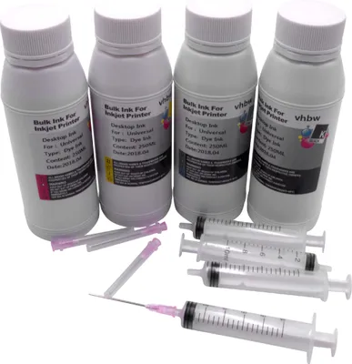Produktbild von vhbw 4x Nachfülltinte kompatibel mit Canon Pixma G1501, G1510, G2501 Drucker - Refilltinte Dye Cyan, Dye Magenta, Dye Schwarz, Dye Yellow, 250ml