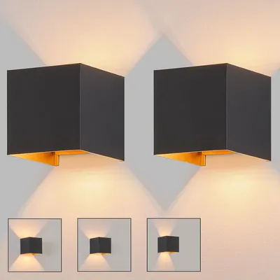 Image de ZMH LED Applique murale extérieure 2ER 5W noir or Applique murale blanc chaud Up Down Lampe extérieure IP65 étanche Lampe extérieure cage d'escalier mur maison couloir