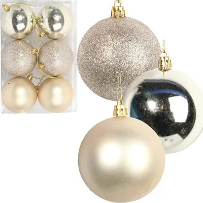 Produktbild von Silberne Kunststoffkugeln, 7 cm - 6er-Set
