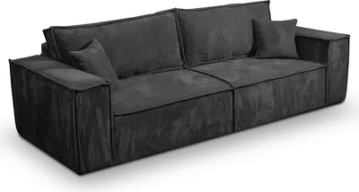 Produktbild von 4-Sitzer Schlafsofa mit Bettkasten Isaac Cord Dunkelgrau
