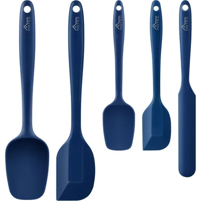 Produktbild von Silikon Spatel Set 5 Stück Küchenutensilien zum Backen Kochen Mischen Hitzebeständig Antihaft Lebensmittelqualität Blau