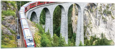Produktbild von Bilder auf glas - Einteilig - Viadukt Landwasser Zug - 140x50cm - Glasbilder - Wandbilder - Bilder - zum Aufhängen bereit - Wanddekoration aus Glas - Glas Bilder - Wandbild auf Glas - GAB140x50-4605